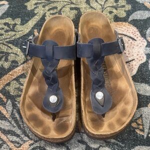 Navy Birkenstock Gizeh Braided Sandals size 37 regular/wide